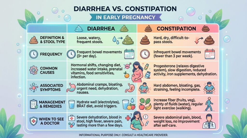 Woman in early pregnancy managing digestive discomfort at home